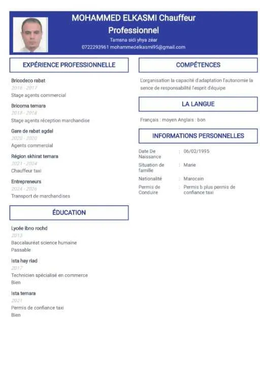 Chauffeur livreur/agent commercial