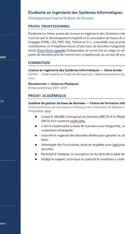 Recherche de stage base de données