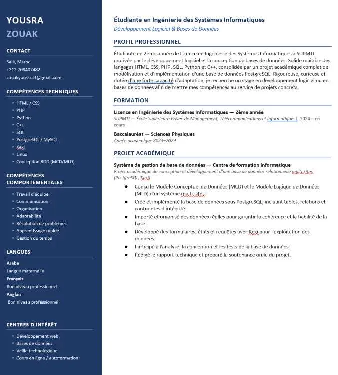 Recherche de stage base de données