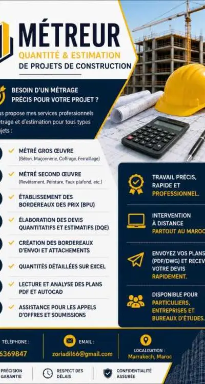 •Service de Métré et Estimation pour vos Projets