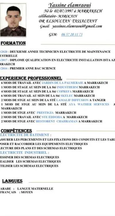 Électricien chef d'équipe