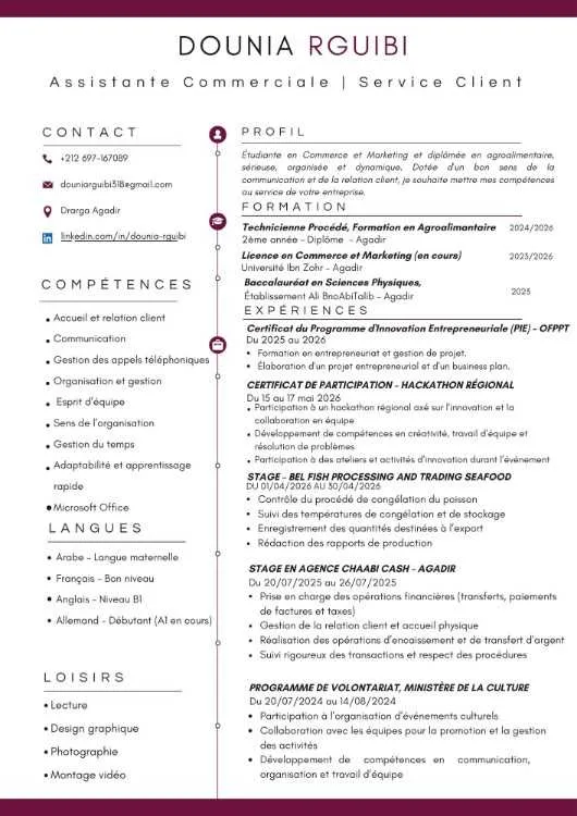 À la recherche d'un stage en Commerce & Marketing