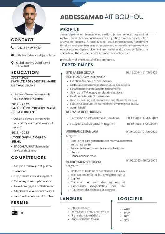 Jeune diplômé en Économie et Gestion – Bac+3