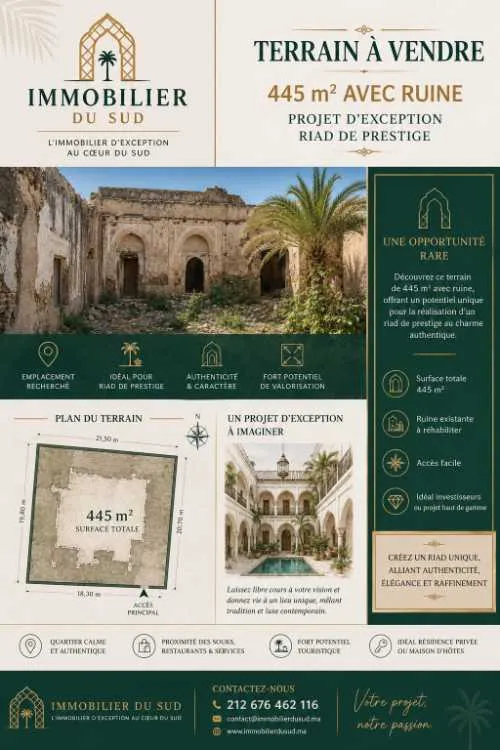 Terrain avec ruine pour construire un riad