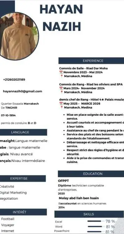 Commis de rand demis chef de rang. serveur