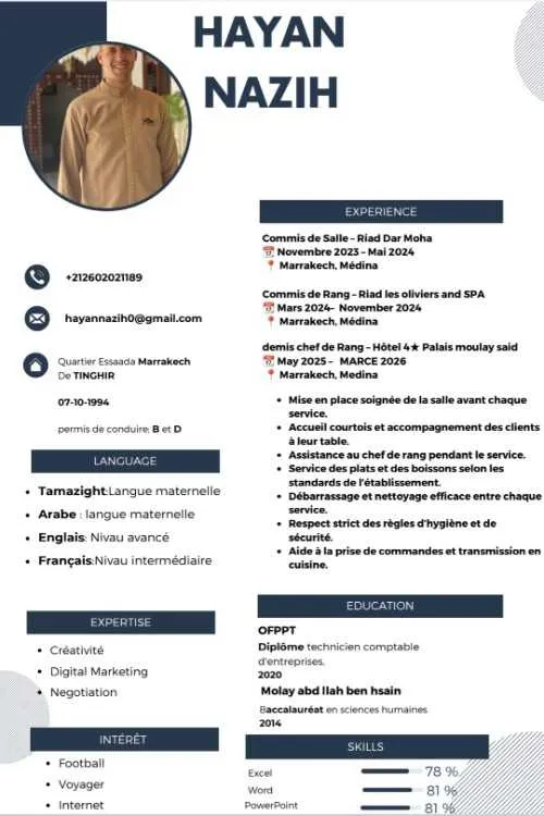 Commis de rand demis chef de rang. serveur