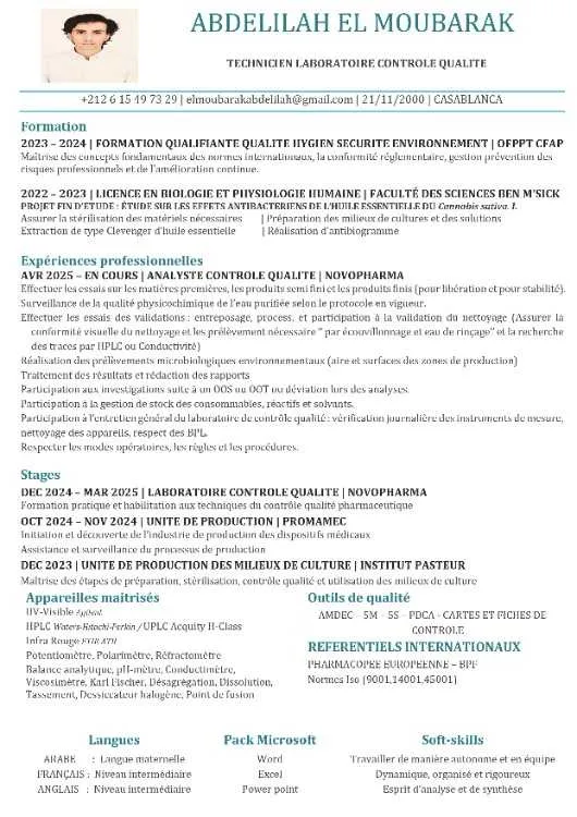 Technicien laboratoire contrôle qualité