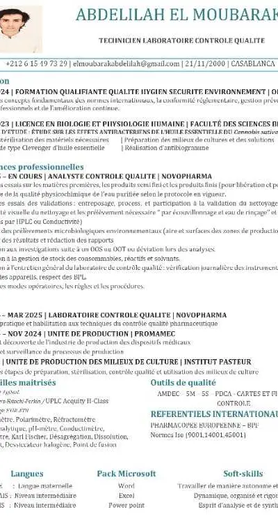 Technicien laboratoire contrôle qualité